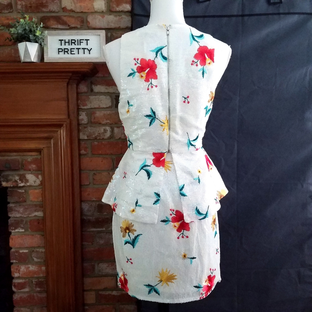 Endless Rose Floral Sequin Peplum Top & Mini Skirt - Picture 4 of 6